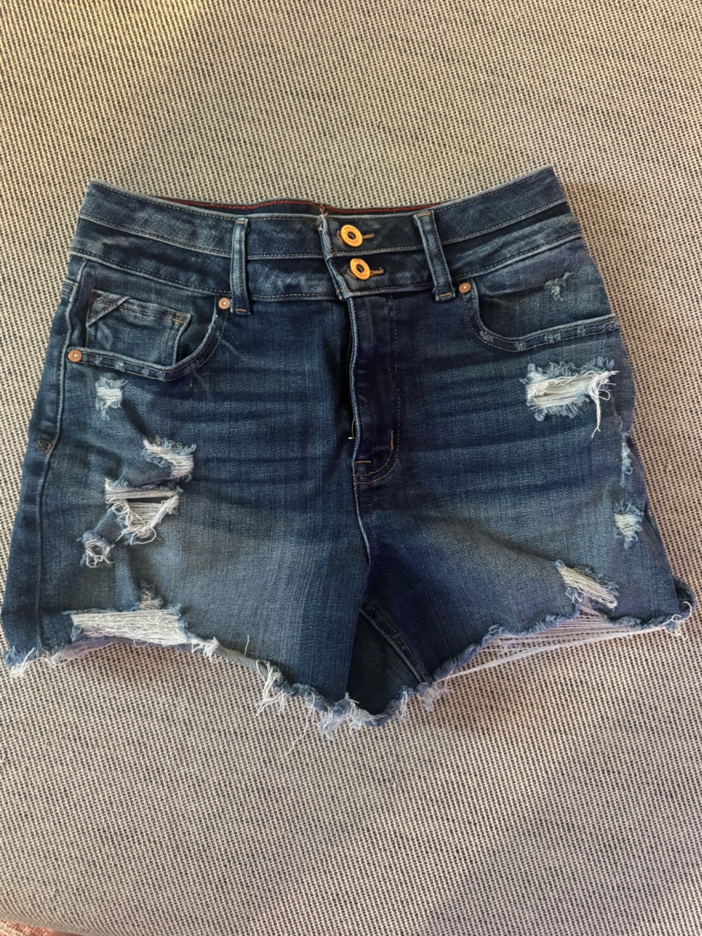 edgely Maurice’s Dark Blue Distressed Denim Shorts 6